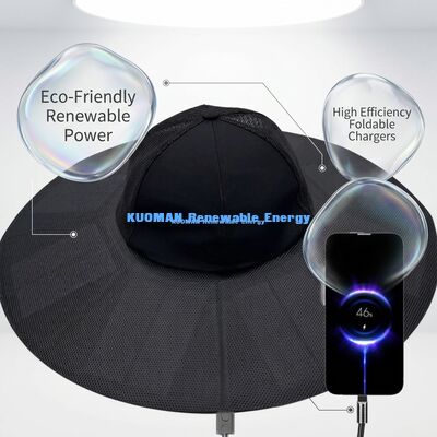 Gorra Solar Plegable con 22% de Eficiencia y 13W de Potencia - Gorra Solar Portátil Recargable para Uso en Exteriores