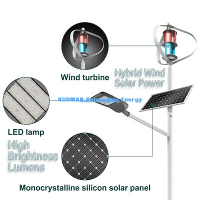100W-200W Iluminación vial eólica-solar híbrida con IP65 impermeable y 12 horas*365 días Tiempo de trabajo para carreteras fuera de la red