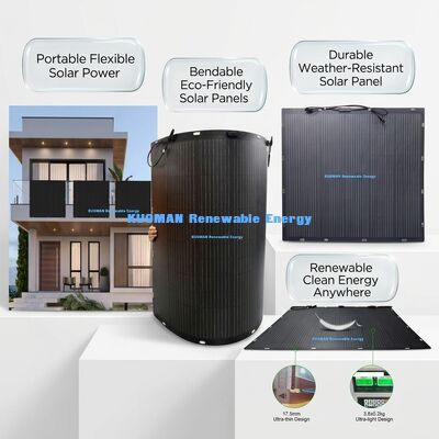 Panel solar flexible e impermeable IP68 de 100W y 360° para techos y barcos con certificación FCC