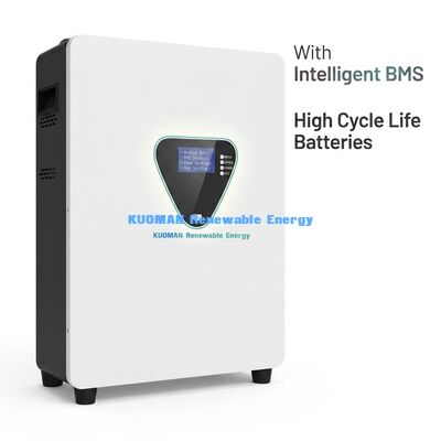 Batería de almacenamiento de energía solar LiFePO4 montada en la pared con 6000 ciclos y 25,6/51,2 V para respaldo en el hogar