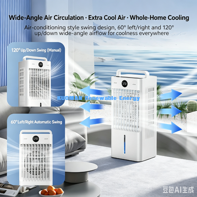 45W de ahorro de energía ventilador de aire acondicionado, gran angular oscilación silencioso ventilador de humidificador frío
