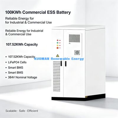 100KWh 384V LiFePO4 ESS Armario de almacenamiento de energía 280Ah Batería para granja solar y microrred comercial