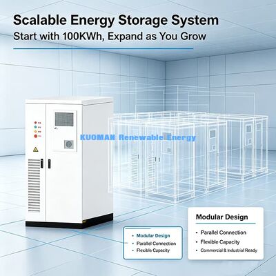 Batería ESS comercial de 100 KWh | Gabinete de almacenamiento de energía LiFePO4 de 50kW para afeitado de pico solar de fábrica y energía de respaldo