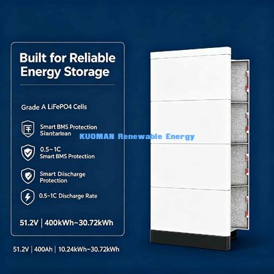 Batería doméstica apilable de 51,2 V, 200 Ah, 300 Ah, 400 Ah, 500 Ah, 600 Ah, múltiples opciones de capacidad