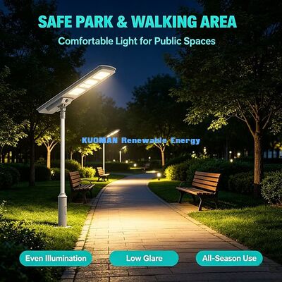 Luz solar de calle integrada de 50W con lente a prueba de UV, 3000K-6000K CCT Luz solar para patio de recreo