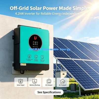 Inversor solar híbrido de batería de 24V 4200W, sistema solar doméstico conectado a red y fuera de red
