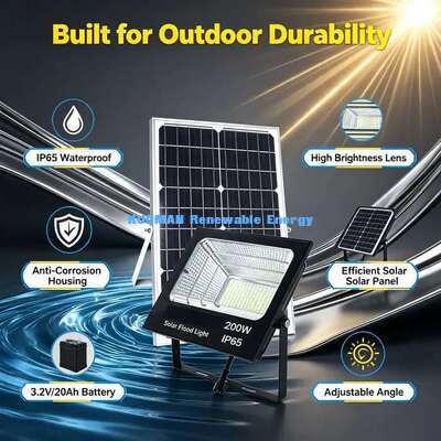 Luz solar de inundación de grado comercial para iluminación exterior de caminos en patios de villas