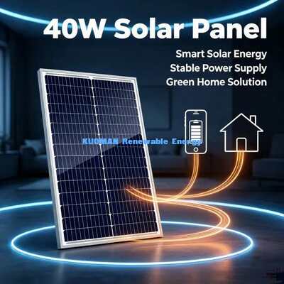 Kit de panel solar monocristalino de 40W y cargador de batería de 12V para luces solares de jardín/patio, suministro de energía fuera de la red