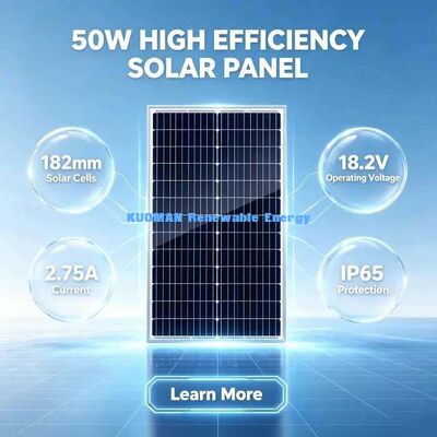 Panel solar monocristalino portátil de 50 vatios con cable de longitud personalizada y conector solar MC4