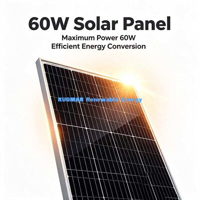 Panel solar monocristalino portátil de 60 W con orificios de montaje pre-perforados Instalación fácil Potencia fuera de la red