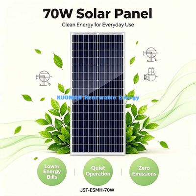 Panel solar monocristalino de 70W con orificios de montaje pretaladrados, panel solar de carga para cobertizo de jardín fácil de instalar