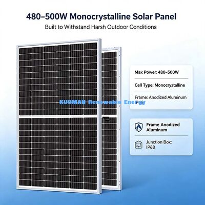 Panel solar de vidrio templado con revestimiento AR engrosado de 480-500W para exteriores