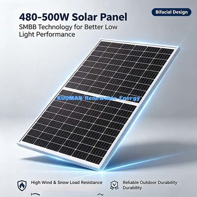 Panel solar bifacial tipo N al por mayor 480W-500W, garantía de calidad confiable