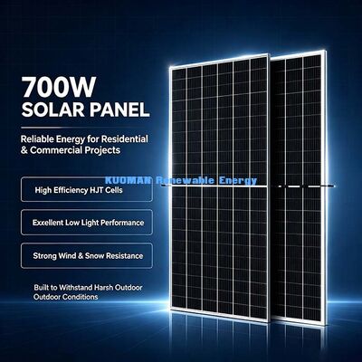 Rango amplio de tiempo-40~+85°C 700W Panel solar monocristalino Equipo fotovoltaico exterior