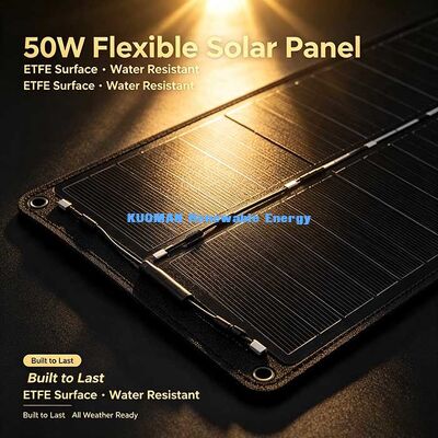 Panel solar plegable flexible autoinstalable de 50W, energía solar sin instalación profesional para camping de RV y casas pequeñas