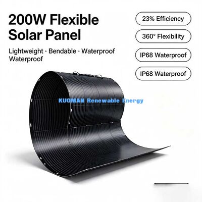 Panel Solar Flexible de 200W, Módulo Solar Curvable de Alta Eficiencia del 23% para RV, Barco, Yates, Balcón, Energía Fuera de Red