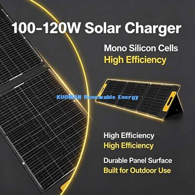 Cargador solar monocristalino plegable de 105W, panel solar portátil impermeable para viajes de campamento al aire libre