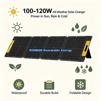 Panel solar plegable portátil de 100W ligero, cargador solar fuera de la red para viajes de senderismo, playa y picnic