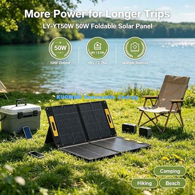 El panel solar plegable 50W, cargador solar impermeable de ETFE para la central eléctrica portátil que acampa rv