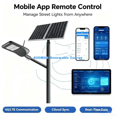 Lámpara de calle inteligente controlada a distancia | Wifi / 4G opcional, Iluminación duradera para carreteras exteriores