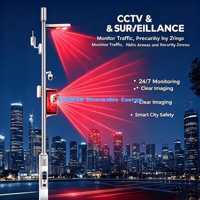 Poste de luz inteligente integrado, Lámpara de calle inteligente IoT con sistema de control remoto en la nube para construcción urbana
