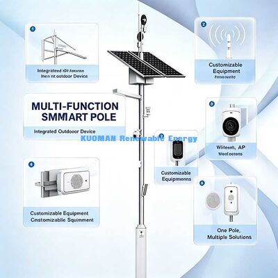 Gigabit de largo alcance inalámbrico CPE Solar Smart Pole 10-15KM Transmisión, WiFi al aire libre punto de acceso