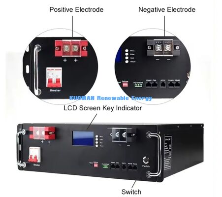 KM 48V 100Ah LiFePO4 módulo de rack de baterías ciclos profundos 8000 veces