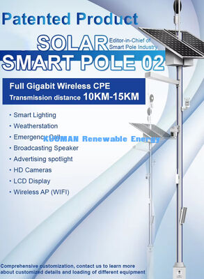 Smart Solar Street Light Pole con control remoto de pantalla LCD y vida útil de 50000 horas