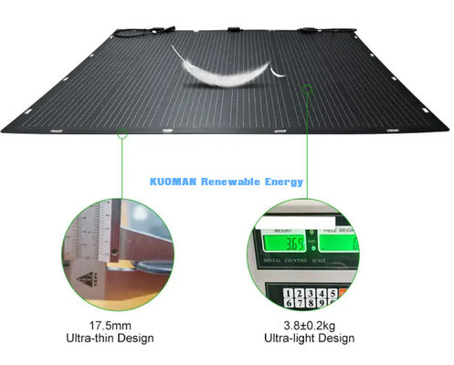 Panel solar flexible e impermeable IP68 de 100W y 360° para techos y barcos con certificación FCC