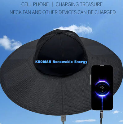 Gorra Solar Plegable con 22% de Eficiencia y 13W de Potencia - Gorra Solar Portátil Recargable para Uso en Exteriores