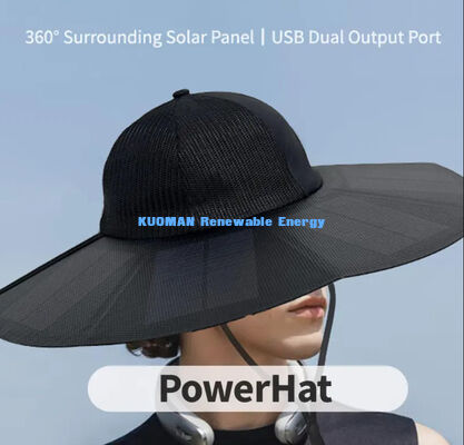 Gorra Solar Plegable con 22% de Eficiencia y 13W de Potencia - Gorra Solar Portátil Recargable para Uso en Exteriores
