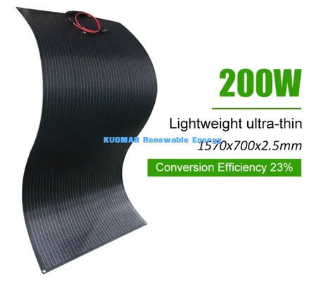 Panel solar flexible duradero de 200W, impermeable IP65, flexible 360 grados para vida fuera de la red