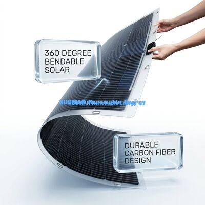 Panel solar flexible bifacial plegable a 360 grados 200W IP68 a prueba de agua con fibra de carbono