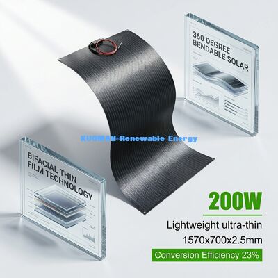 Panel solar flexible duradero de 200W, impermeable IP65, flexible 360 grados para vida fuera de la red