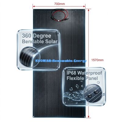 200W IP68 Inodoro 360° Panel solar flexible plegable para energía renovable