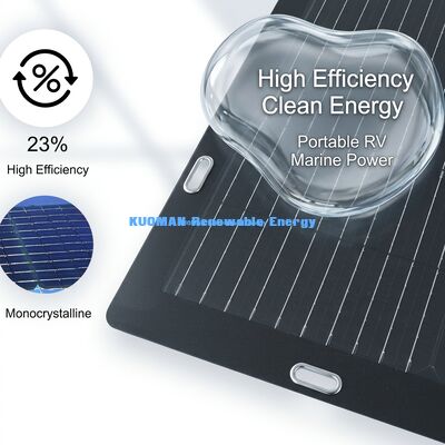 Panel solar monocristalino flexible de 50W con respaldo adhesivo fácil de pelar y pegar para mochilas y baterías de 12V