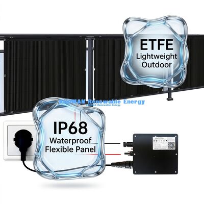 Panel solar flexible duradero de 200W, impermeable IP65, flexible 360 grados para vida fuera de la red