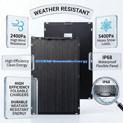 200W IP67 360 grados panel solar flexible plegable para RV y viaje a casa panel solar bifacial