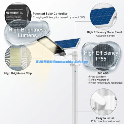 Luz solar de calle de 200W con Pro MPPT e IP65 a prueba de agua para iluminación exterior de carretera y jardín
