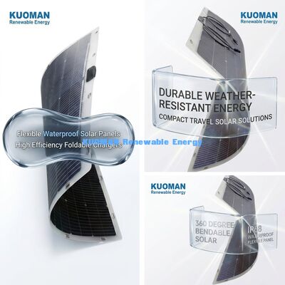 Panel solar flexible bifacial plegable a 360 grados 200W IP68 a prueba de agua con fibra de carbono