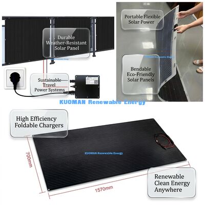 Panel solar fotovoltaico flexible de película delgada, impermeable IP68, 100W 210W, para viajes y viviendas