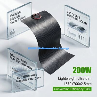 Panel solar flexible duradero de 200W, impermeable IP65, flexible 360 grados para vida fuera de la red