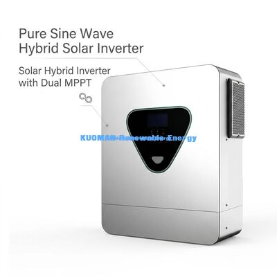 Inversor solar híbrido de onda senoidal pura de 11KVA con doble MPPT y soporte de batería de litio
