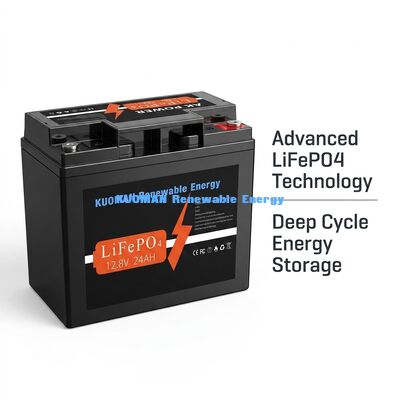 Batería LiFePO4 de 12V 24Ah con 307,2Wh de energía y material de caja ABS para aplicaciones de ciclo profundo