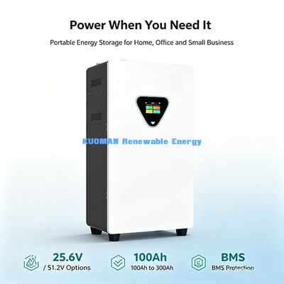 Batería LiFePO4 recargable de 25.6V 100Ah con 6000 ciclos gabinete de almacenamiento de energía solar con control remoto APP