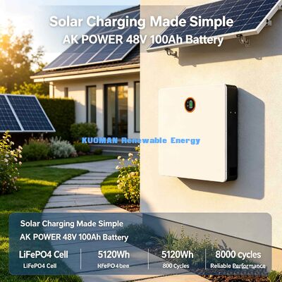 Ahorro de espacio de pared delgada Batería de almacenamiento de energía 51.2V 100Ah Sistema de respaldo de panel solar para el hogar
