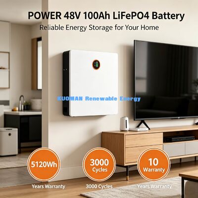 Batería ultra delgada de 14 cm para pared LiFePO4 5.12kWh grado A CATL EVE células de 10 años de garantía