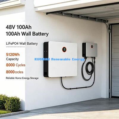 Montado en la pared Batería de litio de 5,12 kWh CAN RS485 Bluetooth para inversores solares híbridos