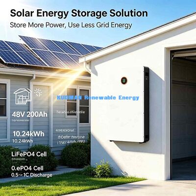 Batería de pared LiFePO4 de ciclo profundo 8000 51.2V 200Ah con BMS inteligente para respaldo de energía solar en el hogar, garantía de 10 años