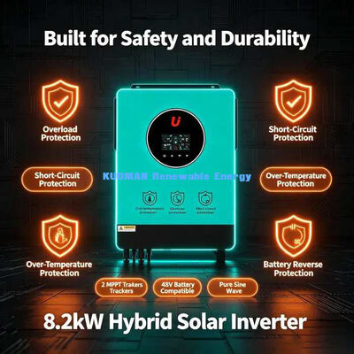 Alta eficiencia 98% de CC a CA 8.2kW Inversor solar híbrido de energía de respaldo fuera de la red